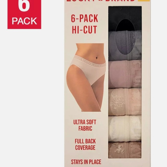 NEW Lucky Brand Women's 6-Pack Ultra Soft Stretch Tag Free Panties - Picture 1 of 7